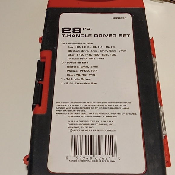 Screwdriver Ratcheting Mechanics Tool Set Brand New 28 Bit T-Handle Drive Set - Picture 2 of 5